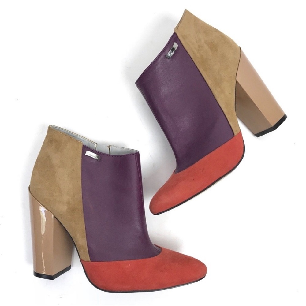 Calvin Klein Audrey Colorblock Leather Suede Boots